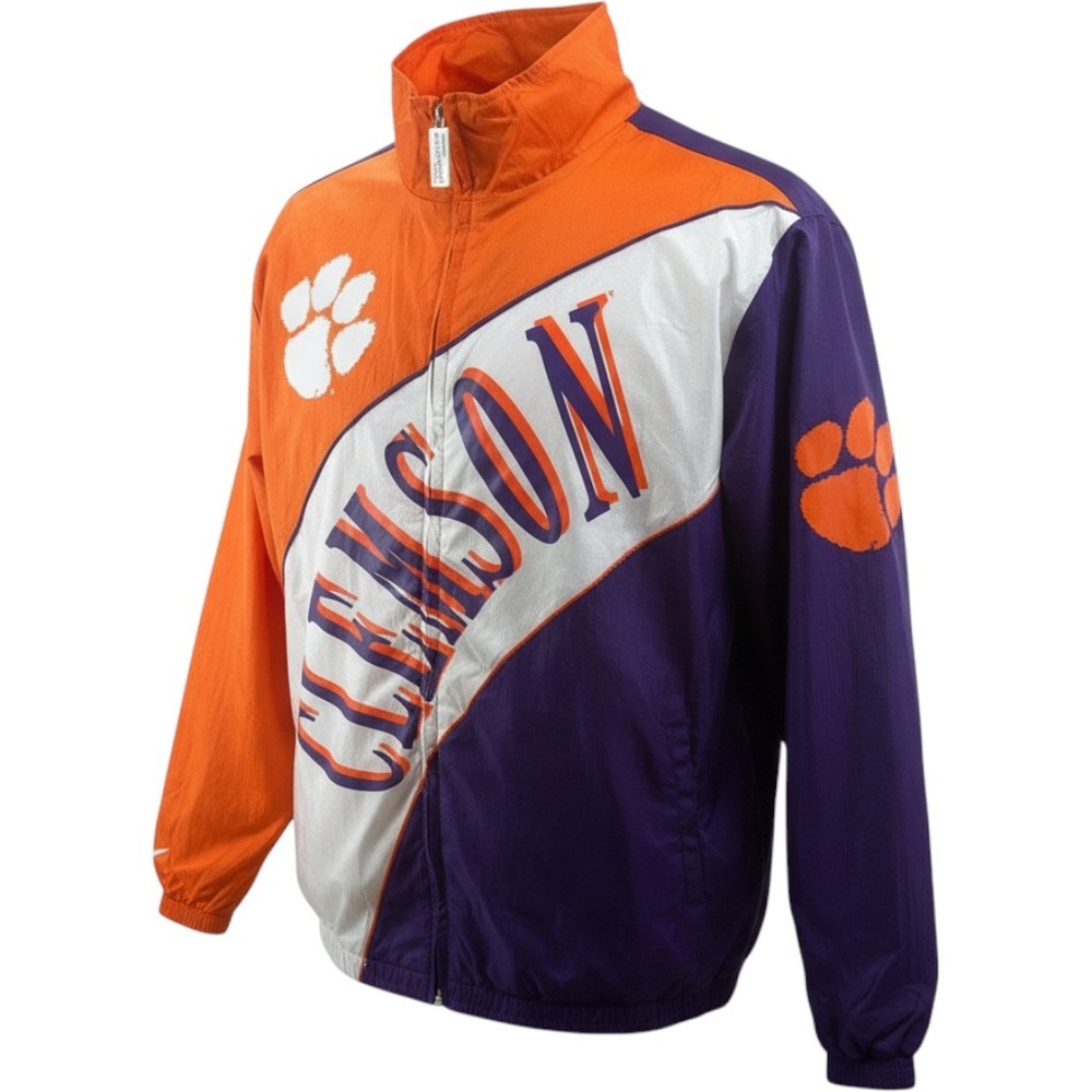 Mitchell & Ness Clemson Tigers Windbreaker Jacket Mens Large Full Zip NEW